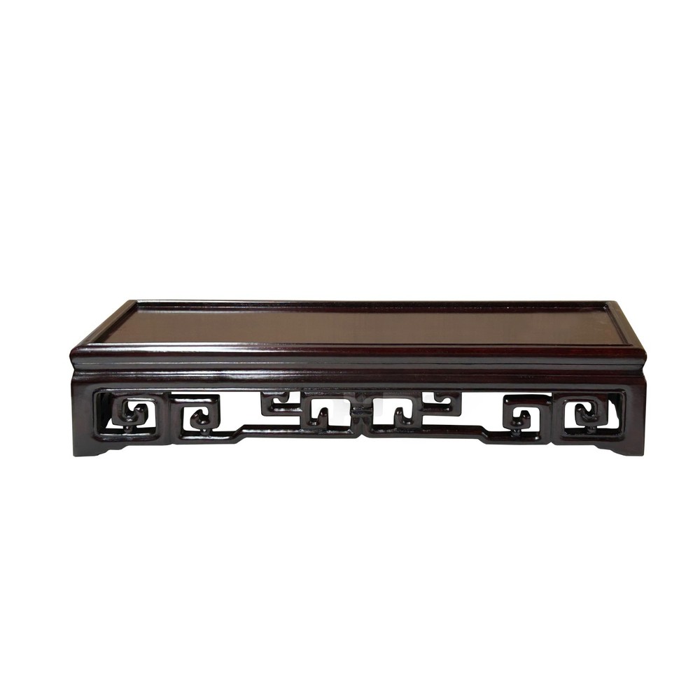 Dark Brown Stained Oriental Geometric Rectangular Display Table Stand GB246