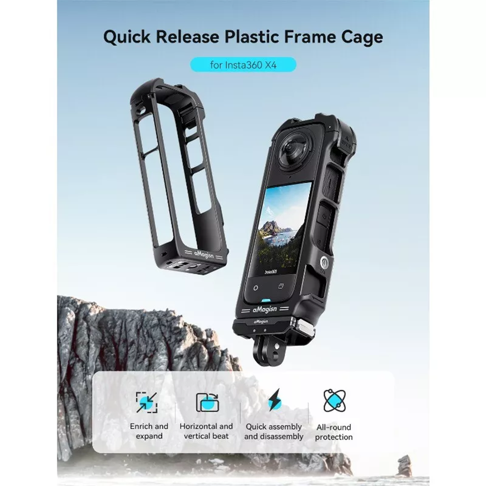 Quick Release Plastic Frame Cage for Insta360 X4 Protective