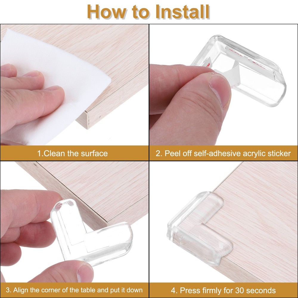 Corner Protectors 16Pcs Table Corner Protectors(L-shaped, Brown)