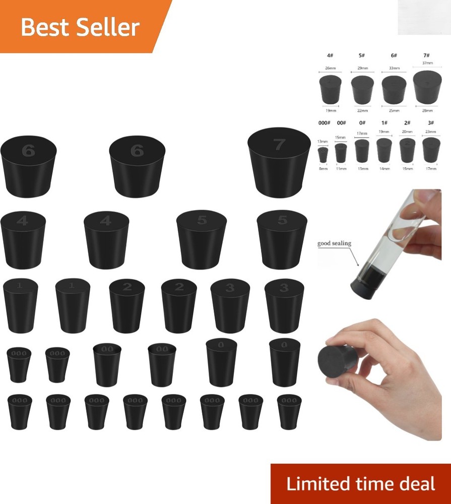 High-Quality Solid Rubber Stoppers (27 Pack) - Ideal for Laboratories