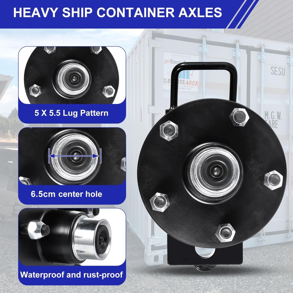 2 Pack Shipping Container Wheels 5.5-Lug Wheels Kit, Shipping Container Accessor