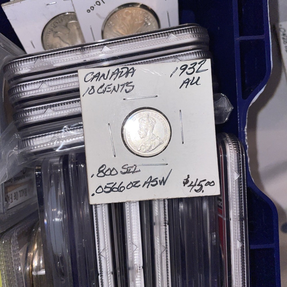 1932 Canada Silver 10 Cents AU