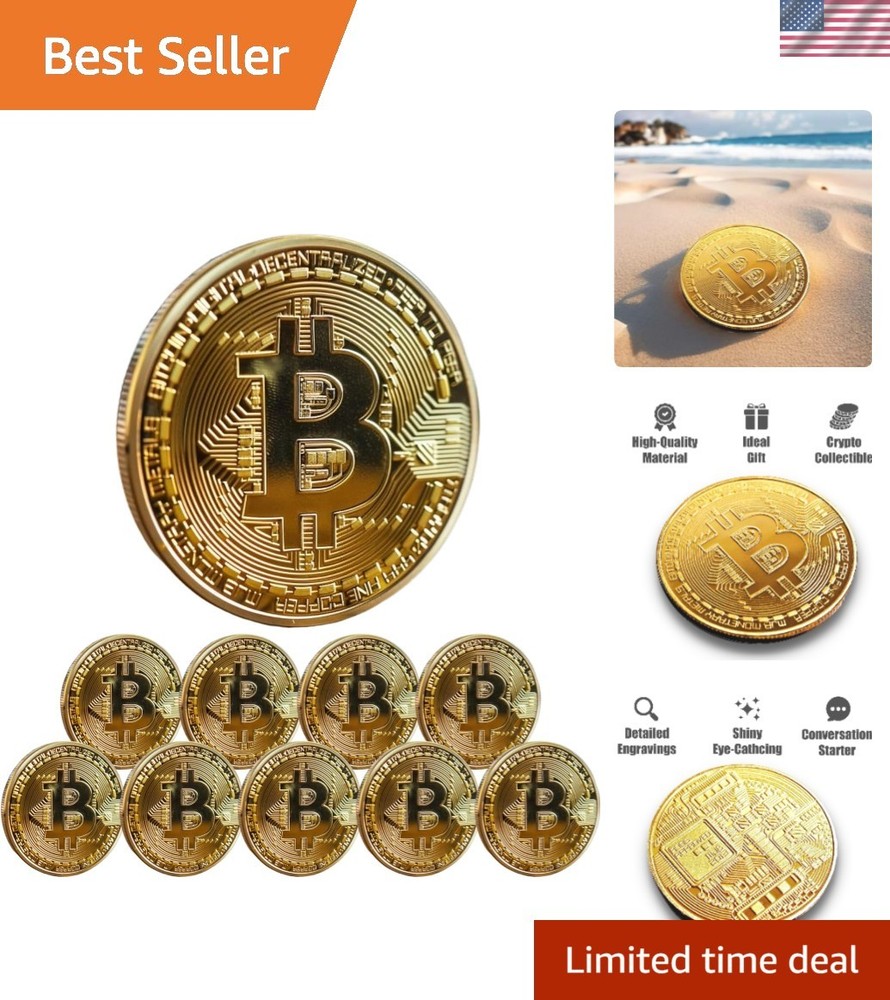 Bitcoin Coin - Commemorative BTC Coins Plus Clear Protective Case, Physical B...