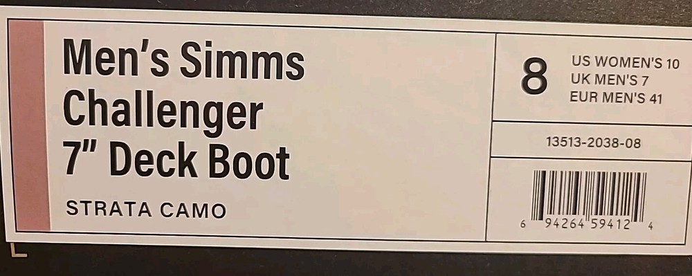 Simms Challenger 7" Deck Boots Rubber True Timber Strata Camo (Men's Size 8)