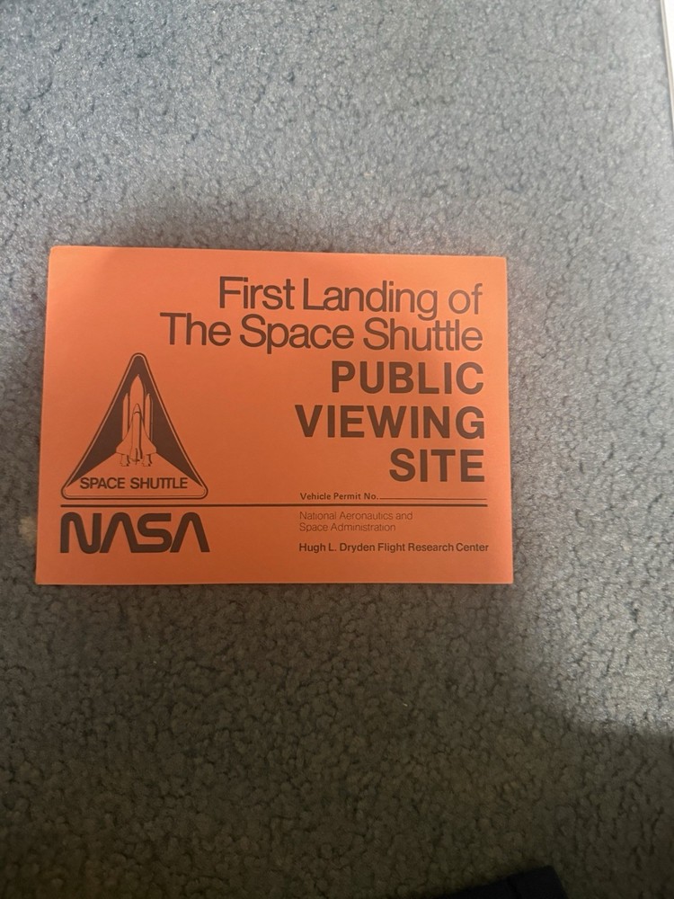 NASA Space Shuttle First Landing Permit Viewing Site Pass Blank