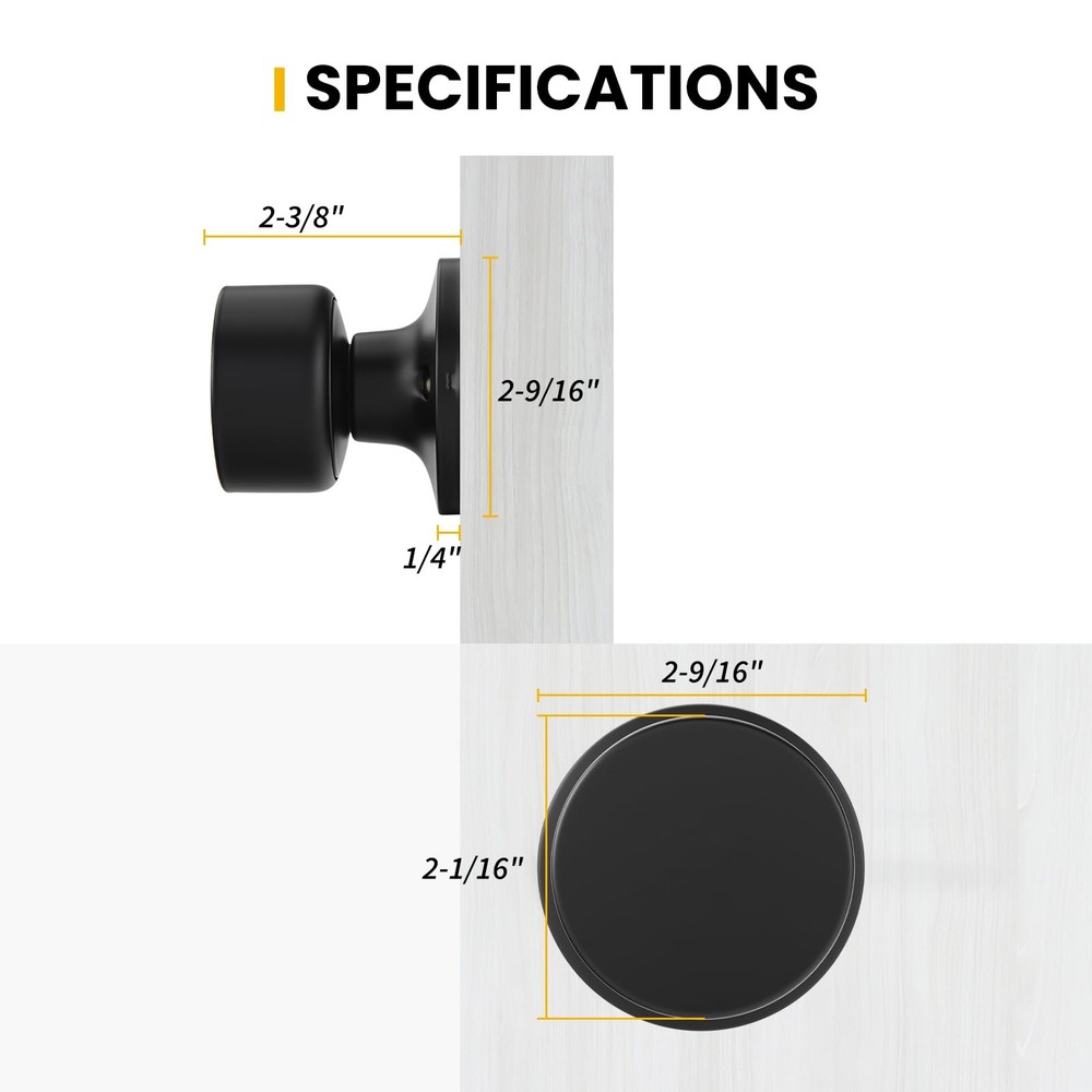 Goldenwarm 2 Pieces Black Dummy Door Knobs, - 1 Pack, Matte