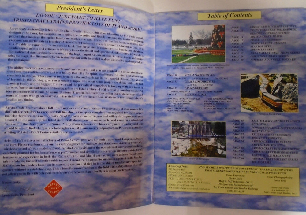 ARISTO-CRAFT TRAINS 1996 CATALOG