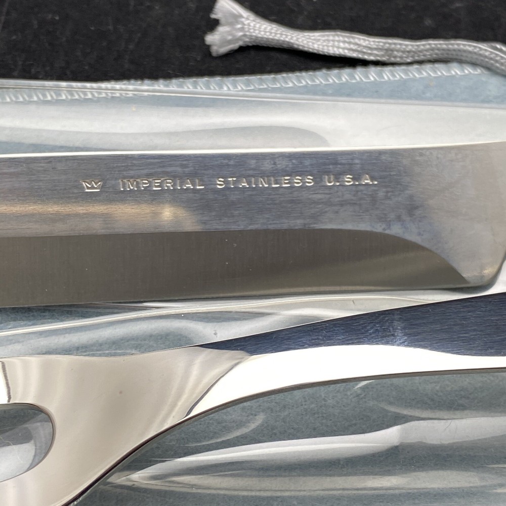 2 pc Prestige Stainless by Imperial Silver Dawn SHARP Carving Set w Storage
