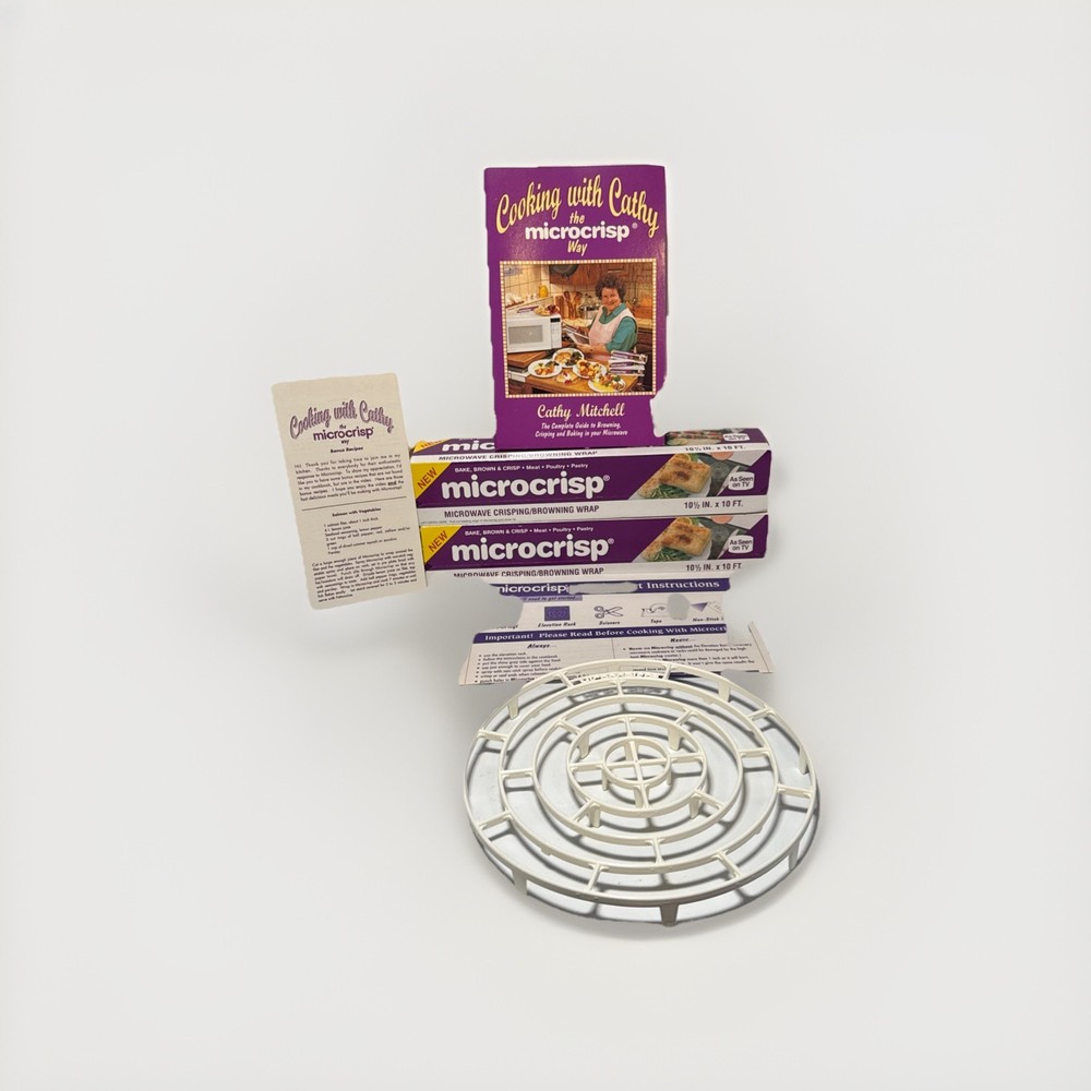 VTG MICROCRISP Microwave Browning Crisping Wrap 2pk + Cooking Rack + Box & Guide