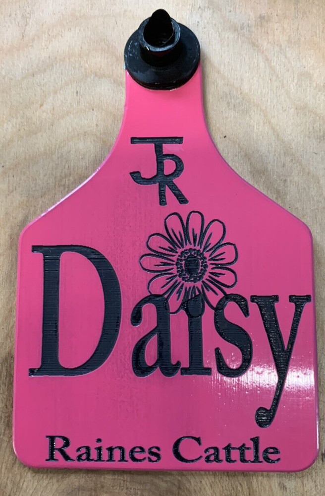 100 cattle cow ear tags custom personalized never fade. Both sides engraved.