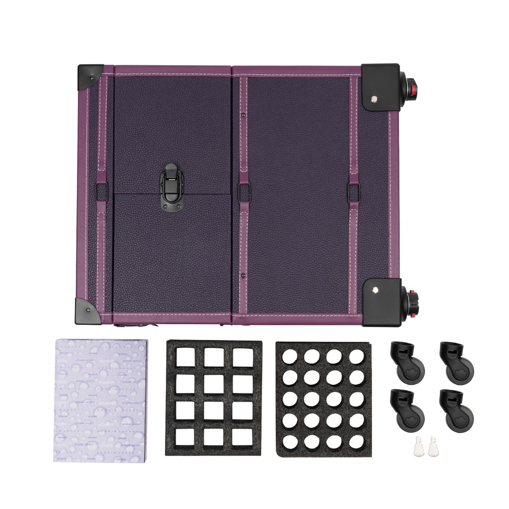 Modern Rolling Makeup Train Case Trolley Cosmetic Organizer Box with Mirror