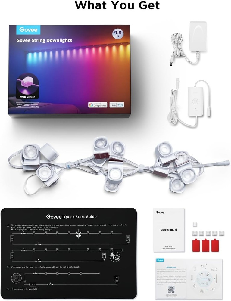 String lights wit recessed fixtures,smart LED string lightscompatible with Alexa