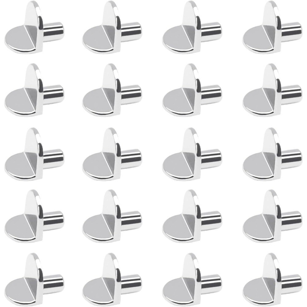 20pcs 5mm Solid Metal Laminate Support Hooks Pins for Bookcases Closets Silver