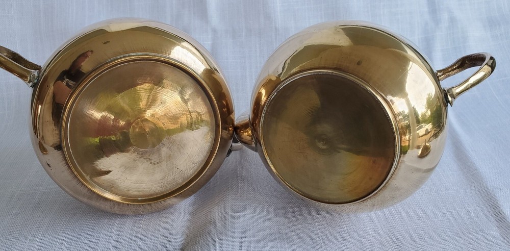 Vintage Brass Lidded Sugar and Creamer