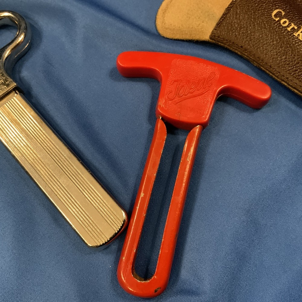 Monopol Ah-So & Ideal Germany MCM Bareware Red Aluminum Vintage Cork Pullers
