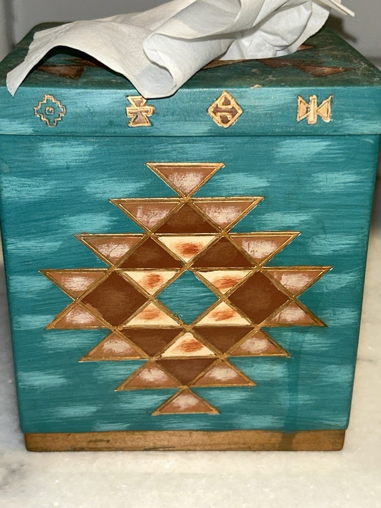 MESA NATIVE AMERICAN TISSUE BOX COVER CERAMIC COLORFUL