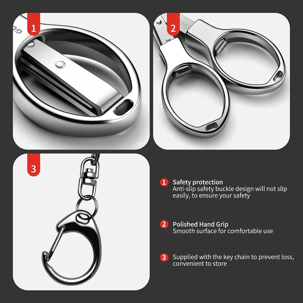 Folding Scissors 2 PCS Foldable Secure TSA Keychain Scissors All Purpose, Sta...