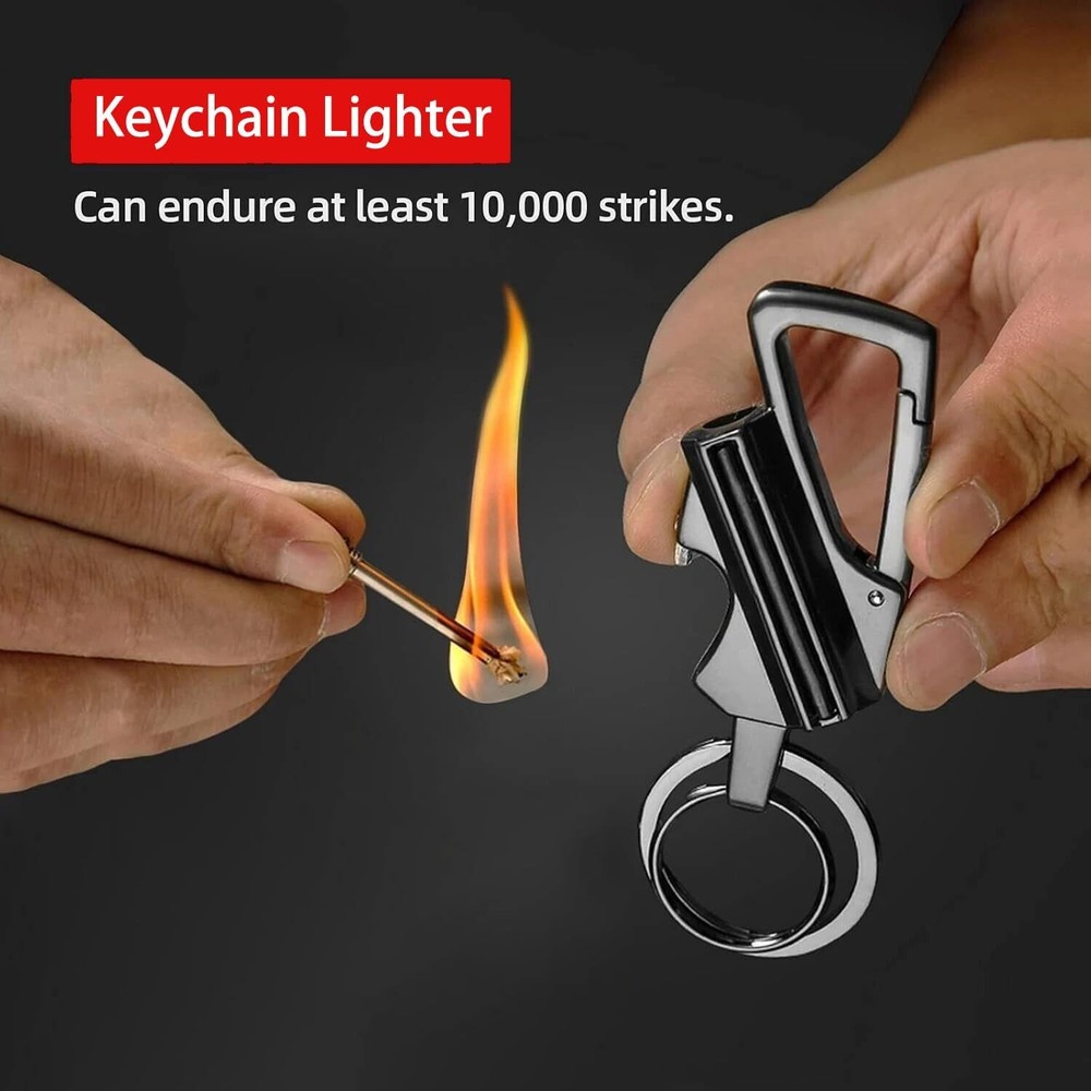 Permanent Match Infinity Lighter, Keychain Lighter with Multitool Black*2