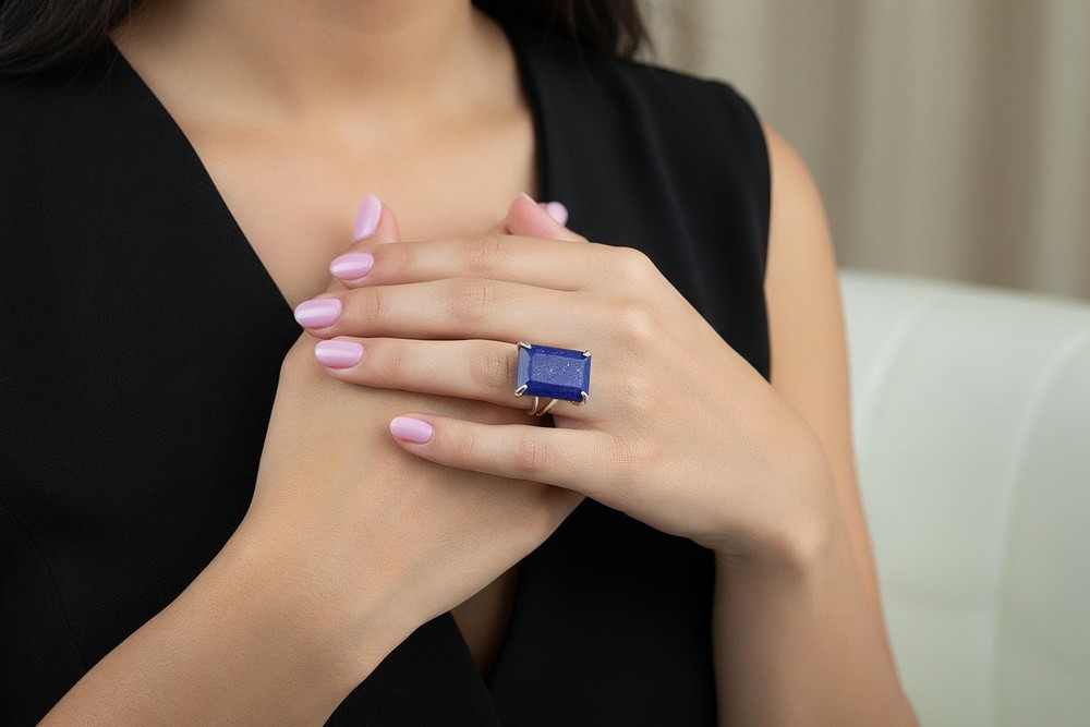 Lapis Lazuli Ring Anemone Jewelry Rectangular 14k Gold Filled Birthstone