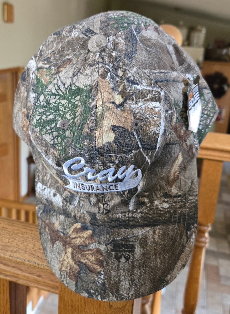 Realtree Edge Camouflage Cap Hat Hook & Loop Back Strap Embroidered Ad Logos NWT