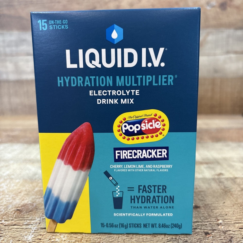 Liquid IV Hydration Multiplier, 15 Ind Serving Stick Packs Popsicle Firecracker