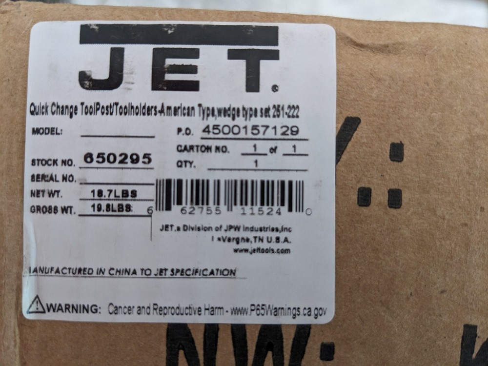 New Jet 650295 200 Series Wedge Type Tool Post Set Quick Change Tool