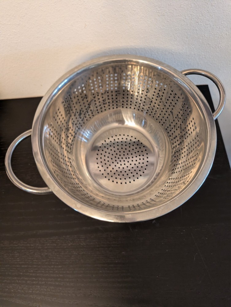 Colander 10.25” Strainer Heavy Duty Metal Footed Base Two Handles