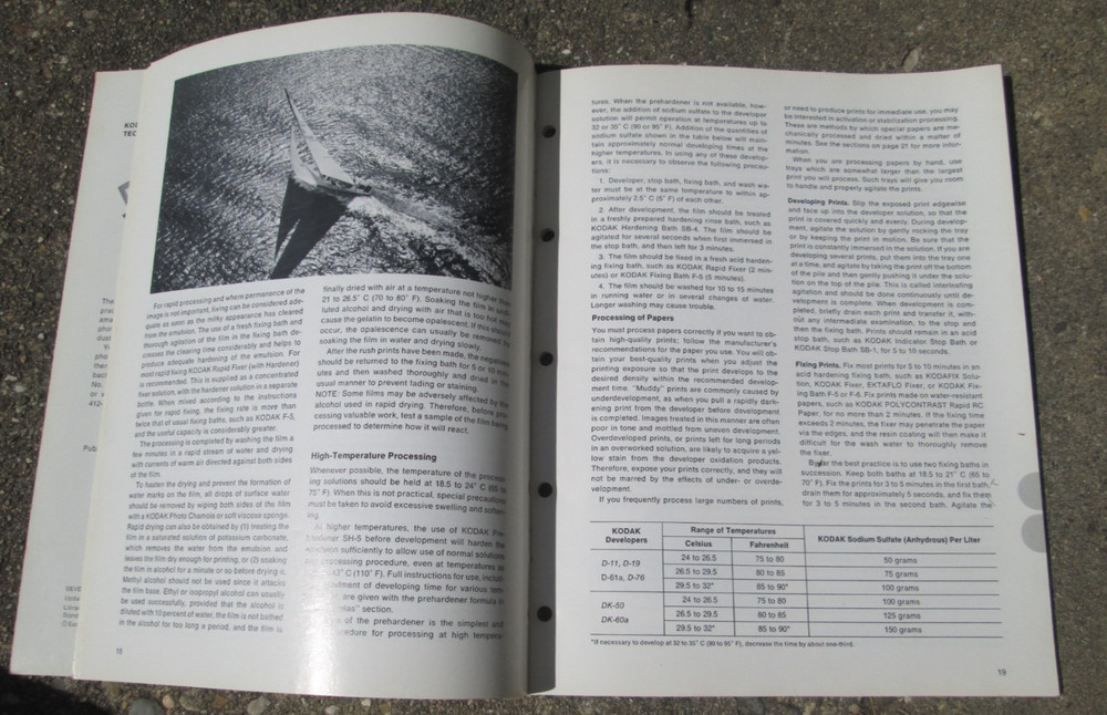 Kodak Technical Information Processing Chemicals Formulas Black-White Photo 1977