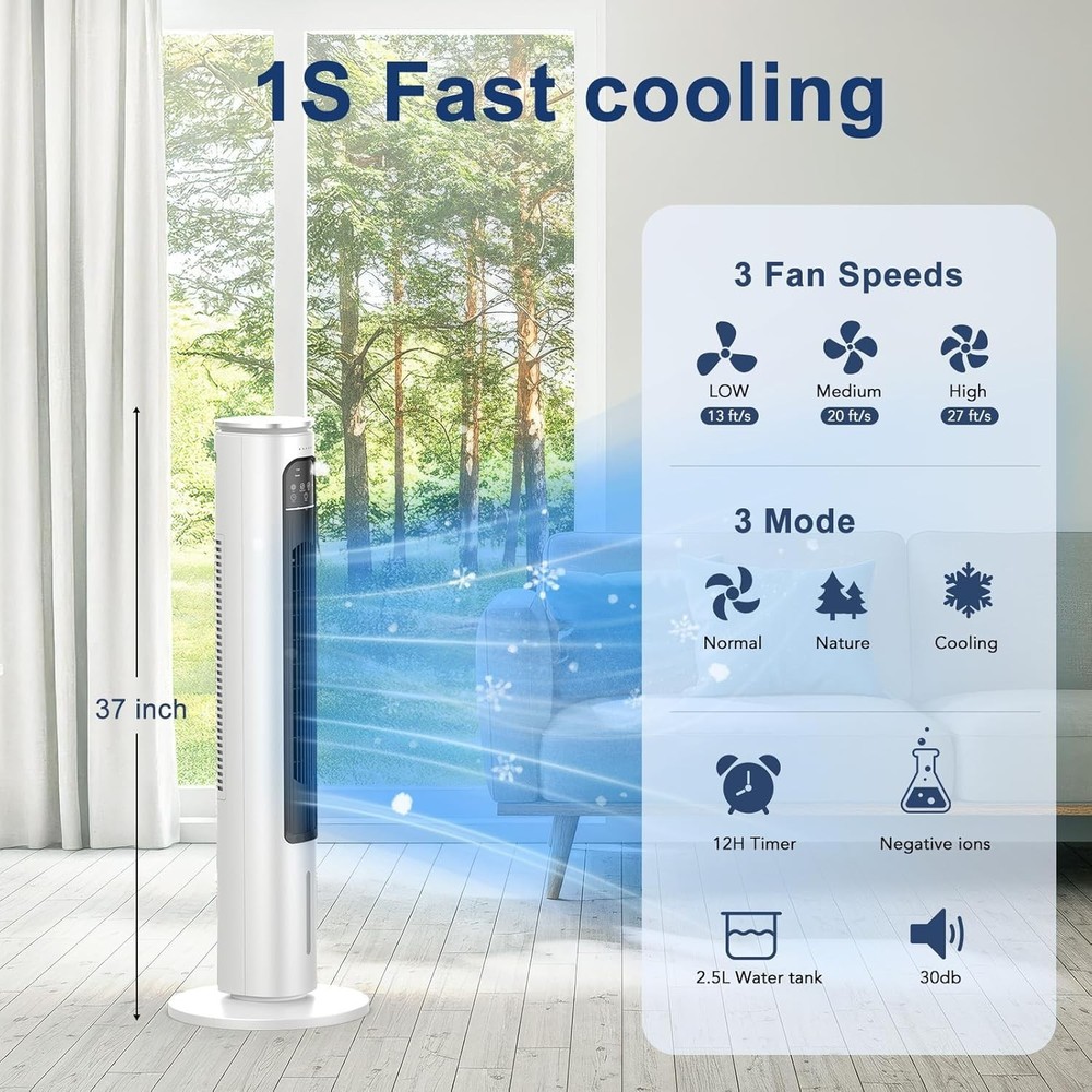 Windowless Portable Air Conditioner Ac Unit with Remote,37” Ventless Evaporative