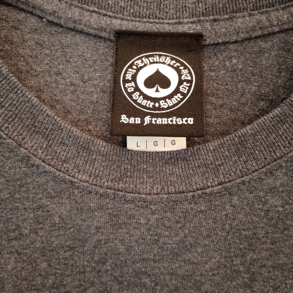 Thrasher heathered charcol gray flame tee