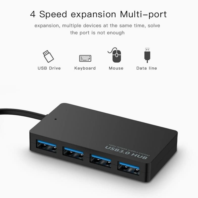 High-Speed USB 3.0 Hub Multi Splitter 4-Port Multiple Expander Adapter Computer