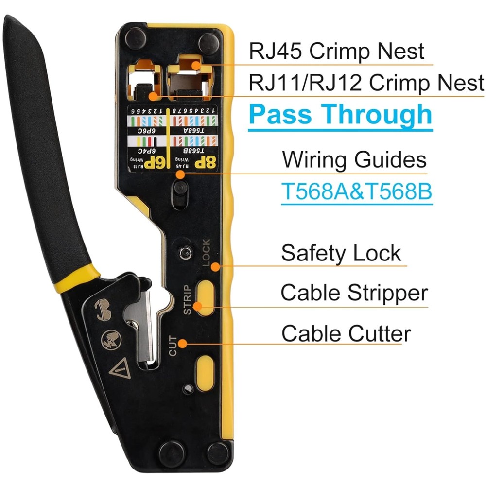 RJ45 Crimp Tool Set with Cable Tester - Networking Solution
