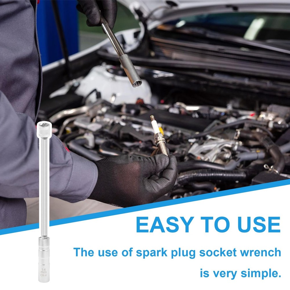 New 14MM Thin Wall Magnetic Swivel Spark Plug Socket 12-Point Removal Tool