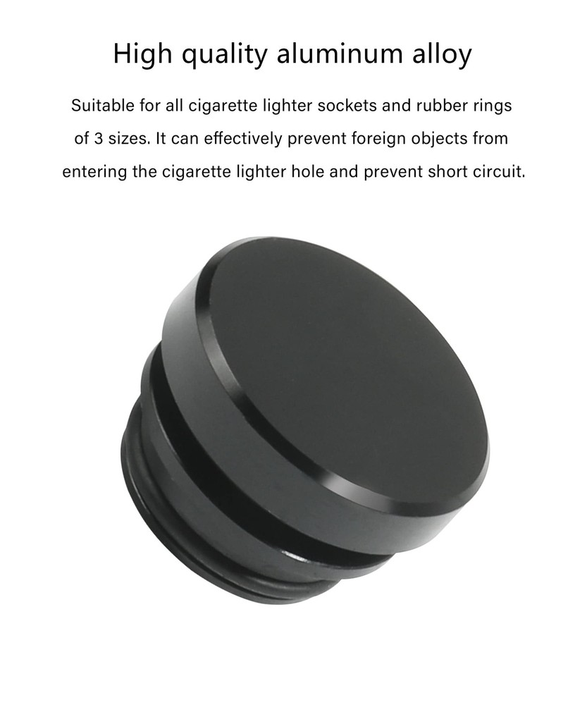 YAKEFLY Universal Cigarette Lighter Plug Cover,Aluminum black