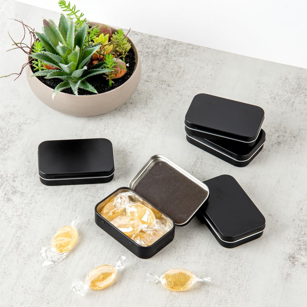 Restaurantware RW Base 4.5oz Rectangular Black Tin Containers - 10-Pack