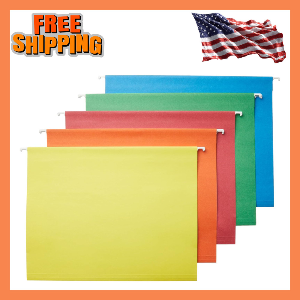 Hanging File Folder Organizer Letter Size Assorted Colors 25-Pack