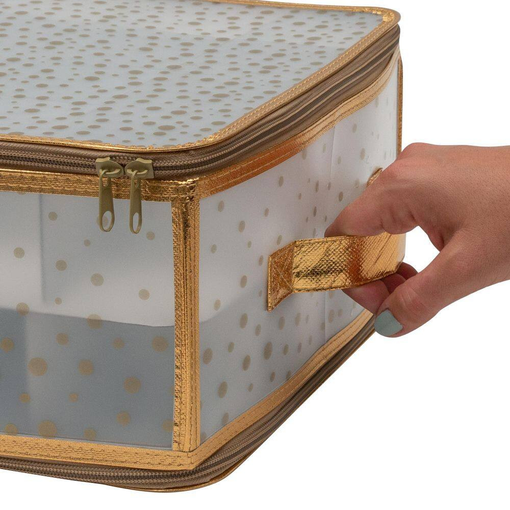 Gold Polypropylene 80 Count Ornament Storage Organizer
