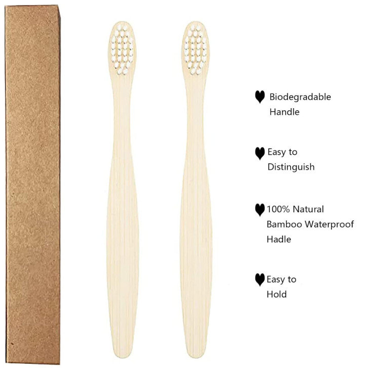Bamboo Toothbrushes 10 Pack Biodegradable Soft Medium Charcoal Bristles - USA