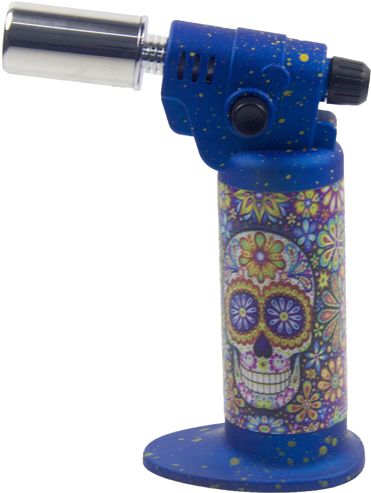 Ever Tech Double Table Torch Lighter Adjustable Flame Refillable Skull BL