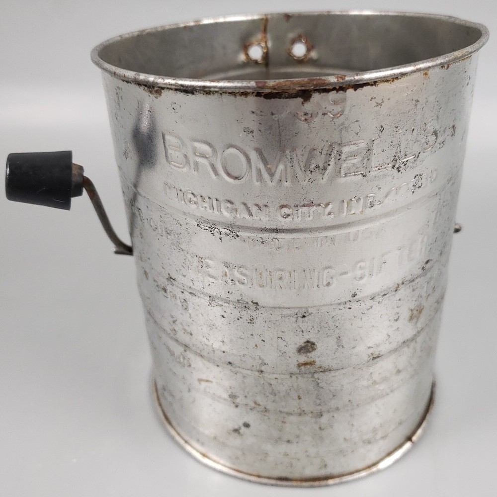 Vintage BROMWELLS Chrome Black Plastic Handle 3 CUP MEASURING-SIFTER