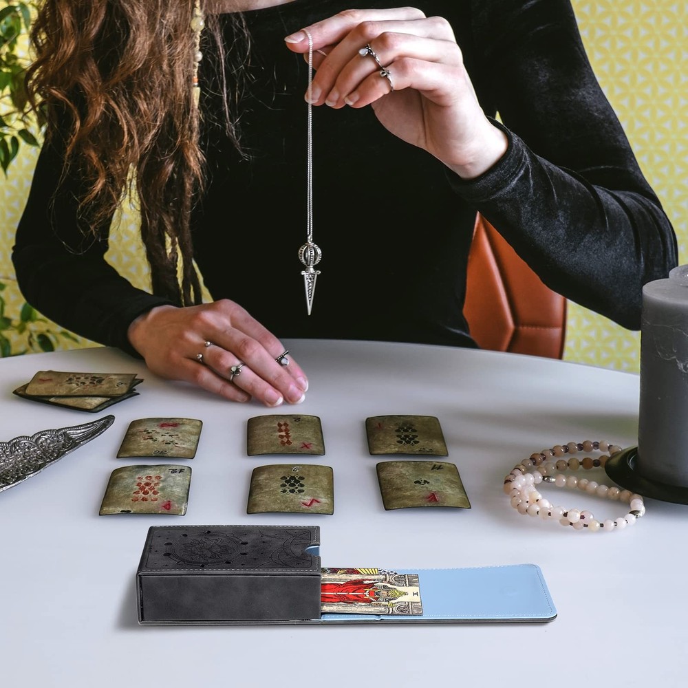 PU Leather Tarot Cards Case Moon Design Playing Cards Holder Tarot Deck Prote...