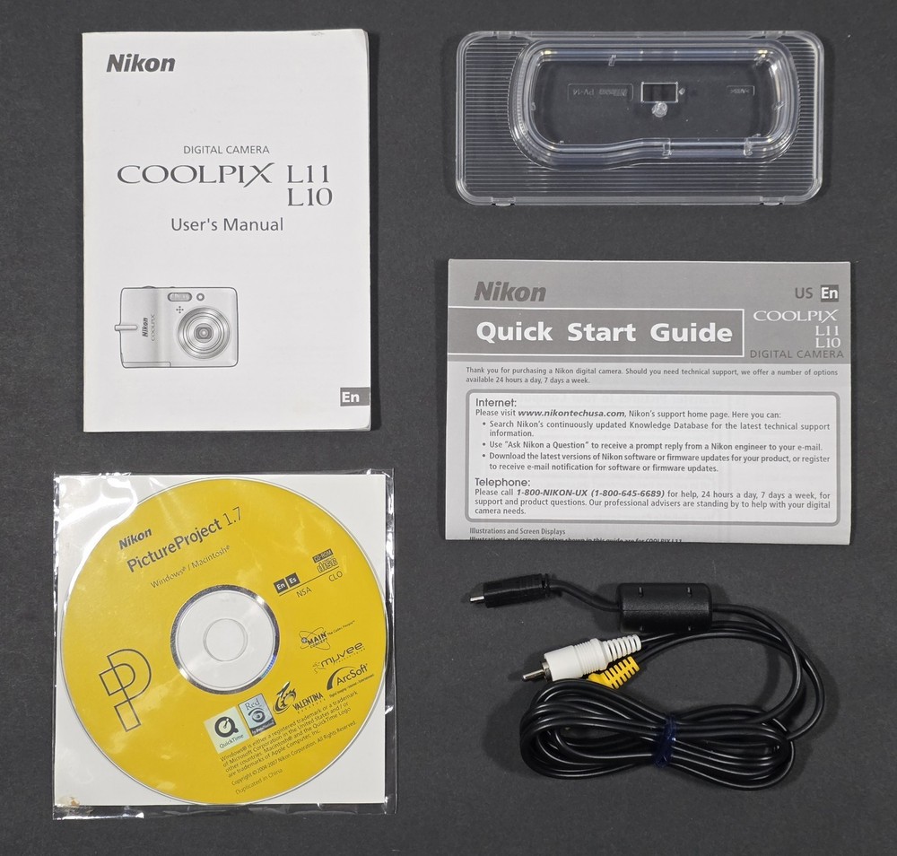 Nikon Coolpix L11 L10 Accessories Bundle - Manual, Quick Start Guide, CD & Cable