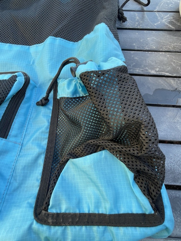 🔥 Large Blue Mesh Drawstring Backpack Rock Climbing Swimming Beach String Bag