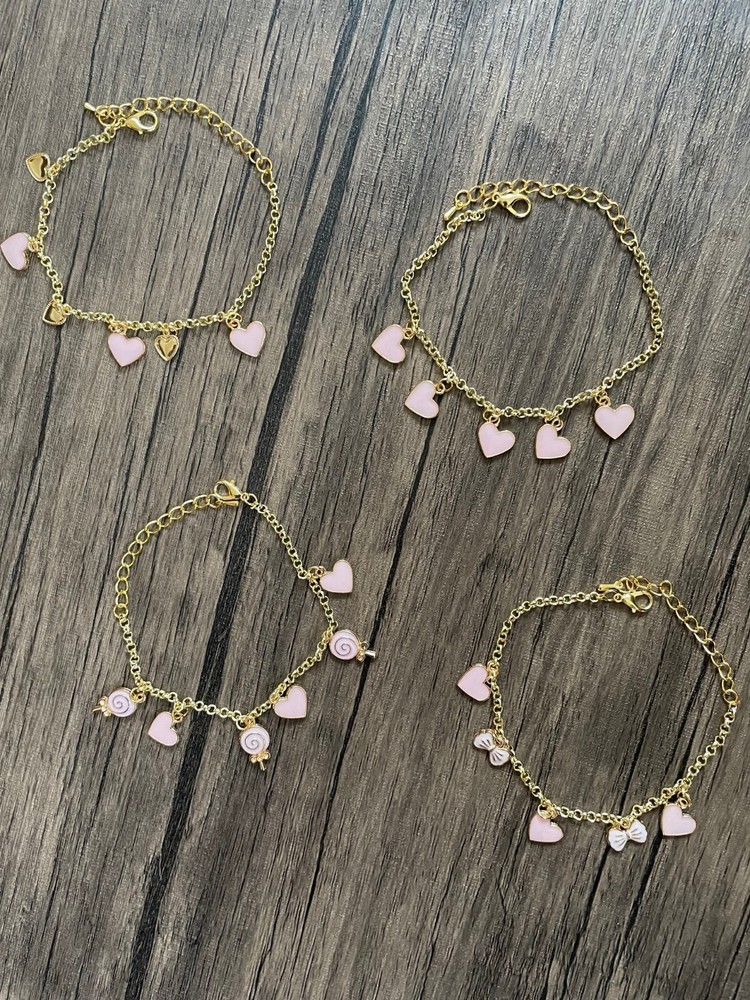 Handmade 4- Piece Love Charm Bracelet Set