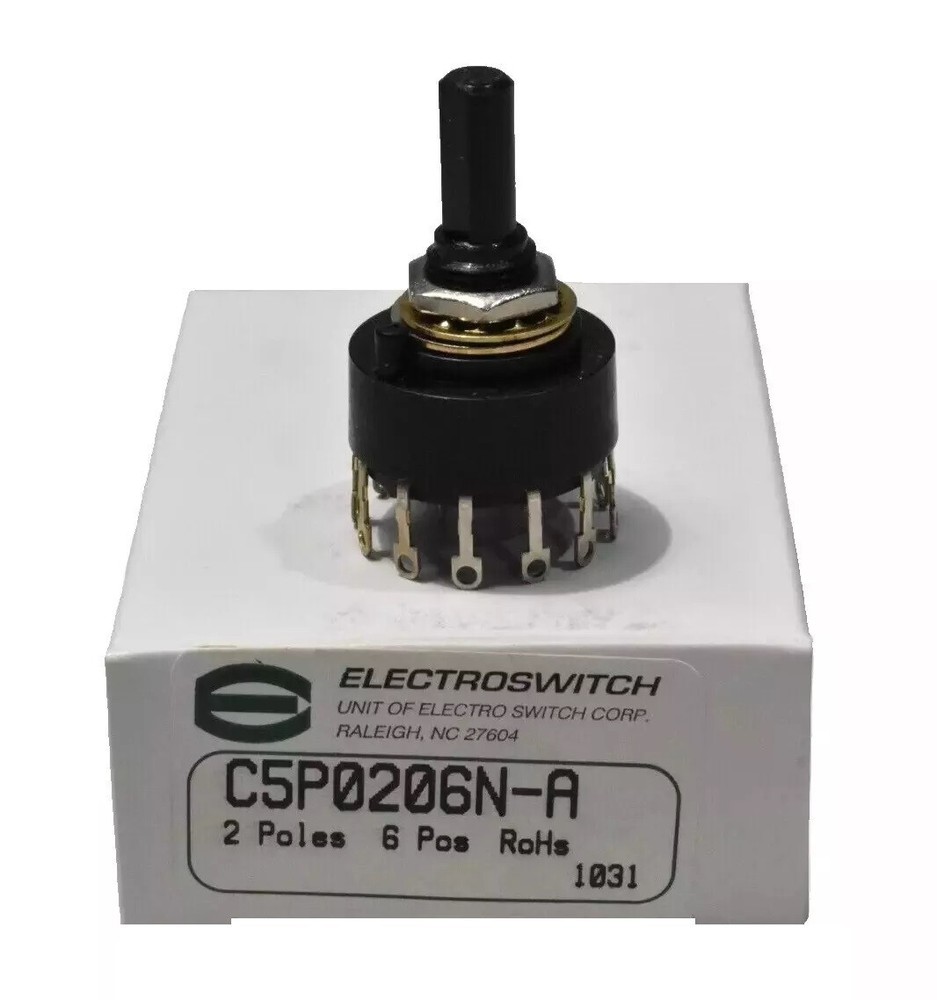 Electroswitch C5P0206N-A Rotary Switch 2 Pole, 6 Pos New
