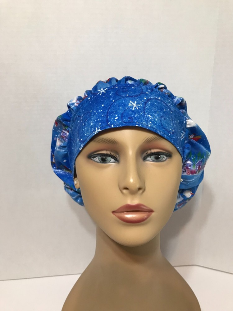 Bouffant Scrub Cap - Christmas Santa Sleigh