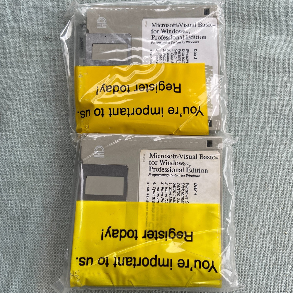 Microsoft Visual Basic for Windows Professional Edition New NIP v3.0 1993 3.5"