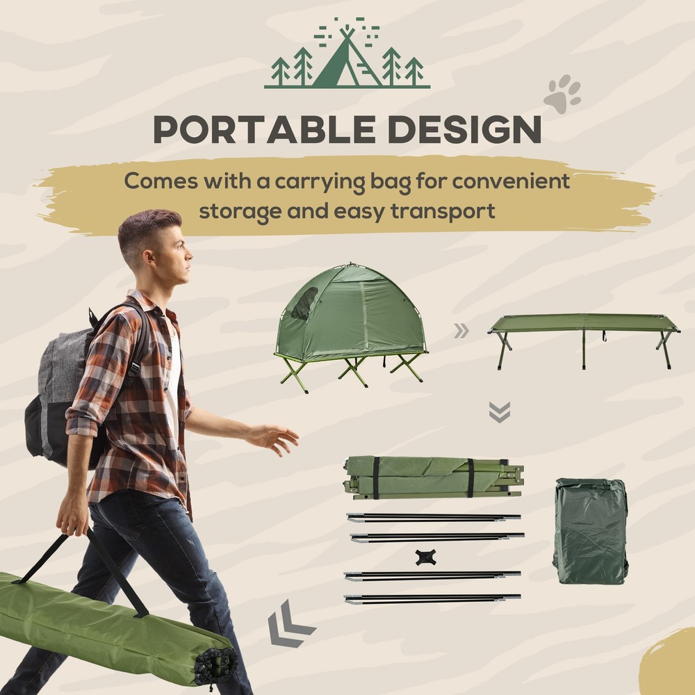 Portable Folding Outdoor Elevated Camp Cot Tent Combo Camping Bed