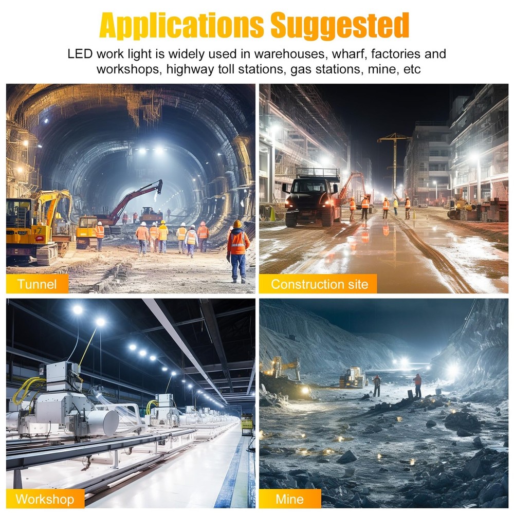 LED Temporary Work Light 100W Warehouse Construction Hanging Lights -Linkable