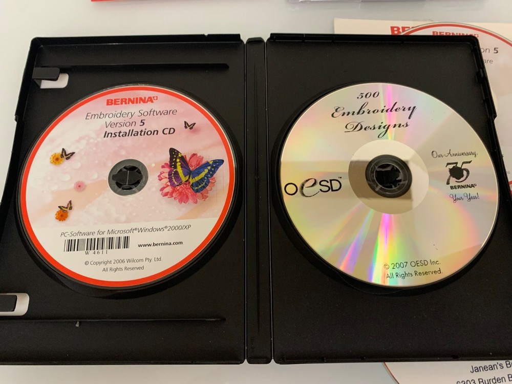 Bernina Embroidery Software Version 5 Installation & Training CD 2006 PC Windows